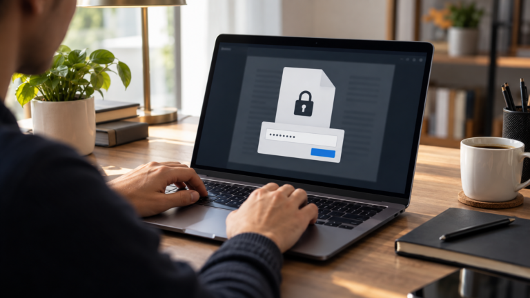 Password-protected PDF displayed with a lock